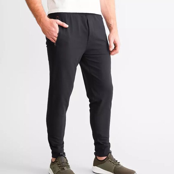 Saxx Joggers Mens Medium Tech Mid-Weight Black Performance Lounge Trailzer Golf - Picture 1 of 9